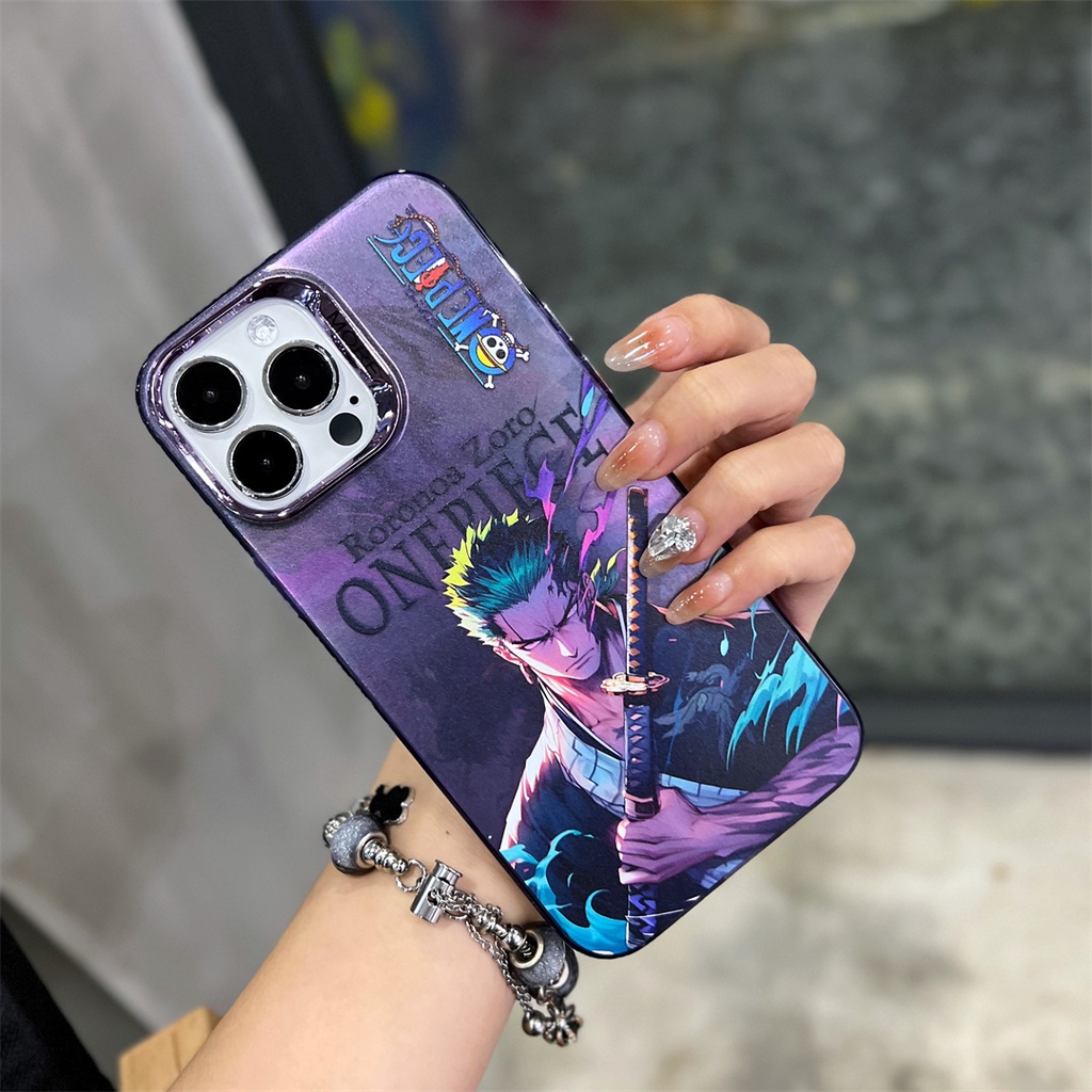 Phim hoạt hình phim hoạt hình anime one piece luffy sauron mạ khung ống kính kim loại imd vỏ điện thoại silicon thích hợp cho iphone 14 14pro 14max 13promax 12 12promax 11