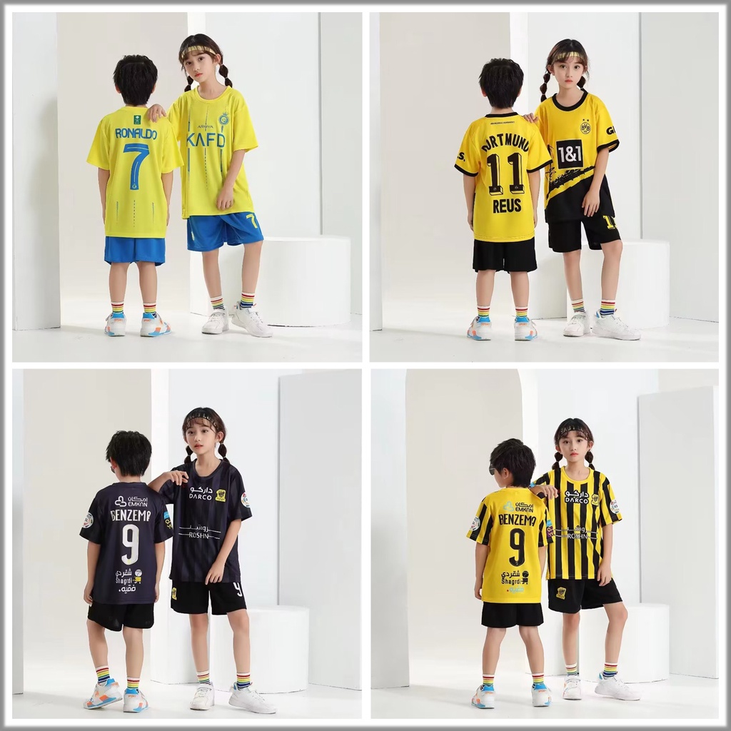 Mùa giải 23-24 saudi ittihad al-nassr fc no.7 ronaldo jersey cho trẻ em bộ quần áo bóng đá bé trai bé gái