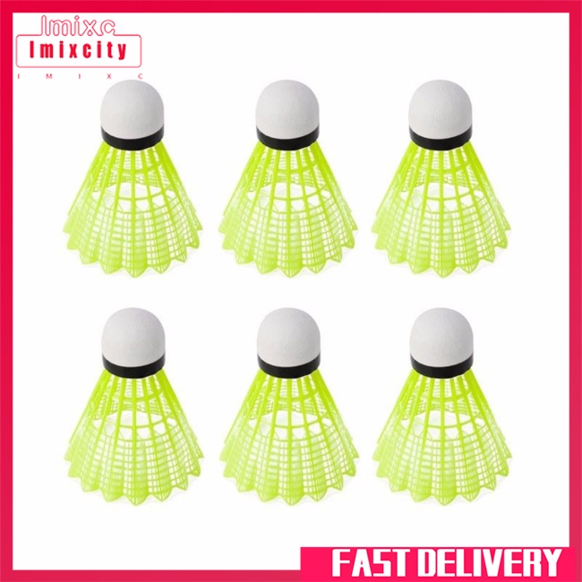 Imixcity 6 cái quả cầu tàu con thoi nylon màu vàng quả cầu lông birdies quả cầu ngoài trời