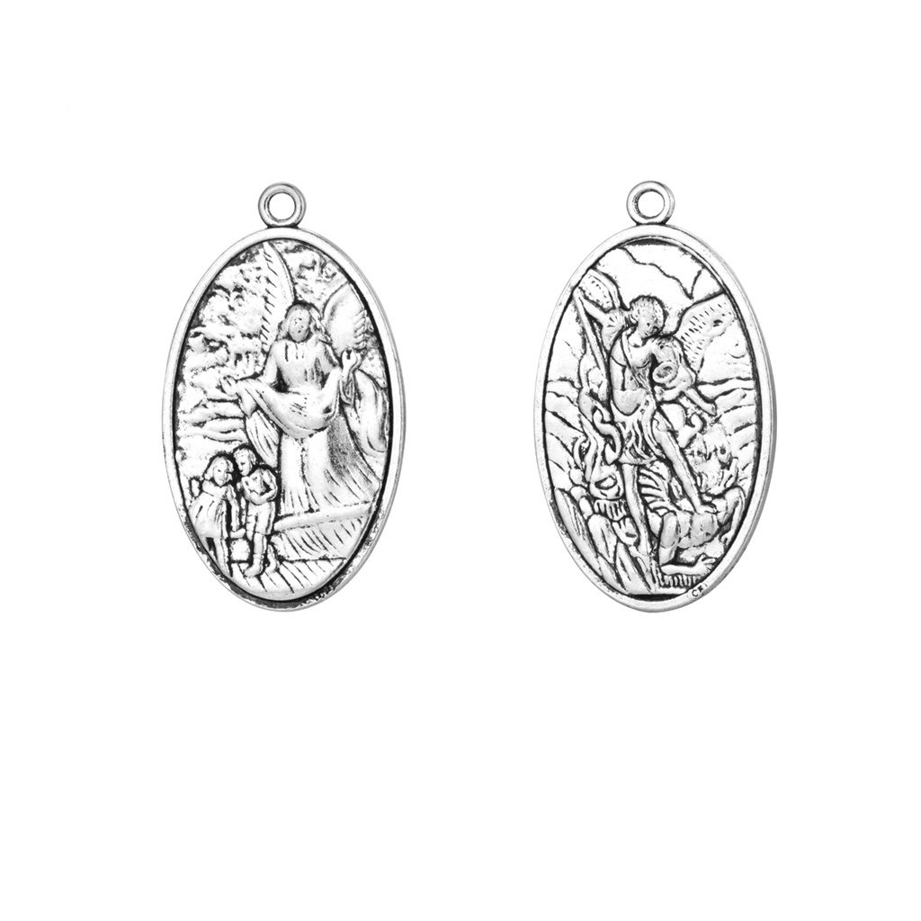 Công giáo double-sided st.michael và guardian angel medal mặt dây chuyền hình bầu dục diy rosary chaplet vòng cổ trang sức làm bộ phận