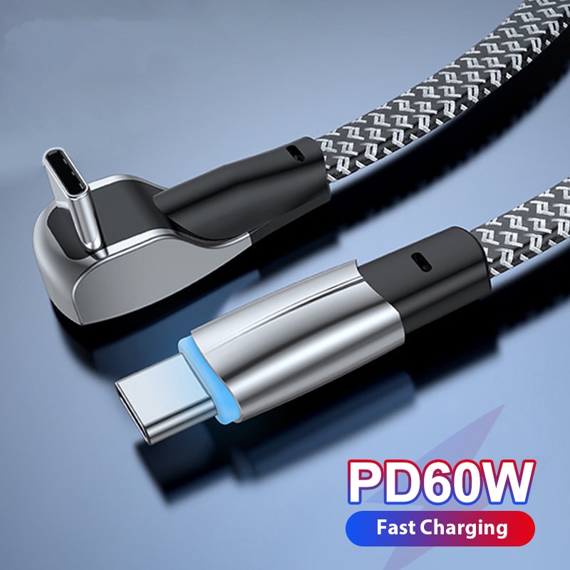 Pd Dây Cáp Sạc Nhanh 60w Loại c Sang usb c 90 Độ Cho tesla samsung xiaomi huawei