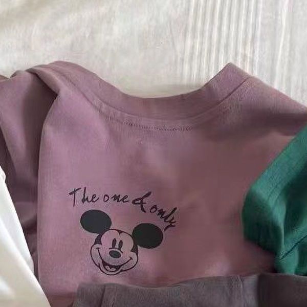 Pure cotton t-shirt trẻ em mùa hè phong cách mới phim hoạt hình bé trai cô gái ngắn tay áo sơ mi bé thường áo t-shirt cổ tròn