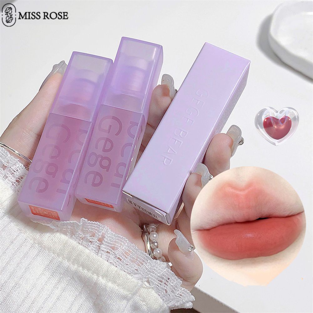 Miss Rose  Gương Giữ Màu Gege Bear Light Velvet Fog Hai Lớp Son Bóng Bề Mặt Mờ Giữ Lớp Trang điểm Thể Hiện Màu Son Trắng Không Dễ Dính Cốc Son Bóng Cho Nữ