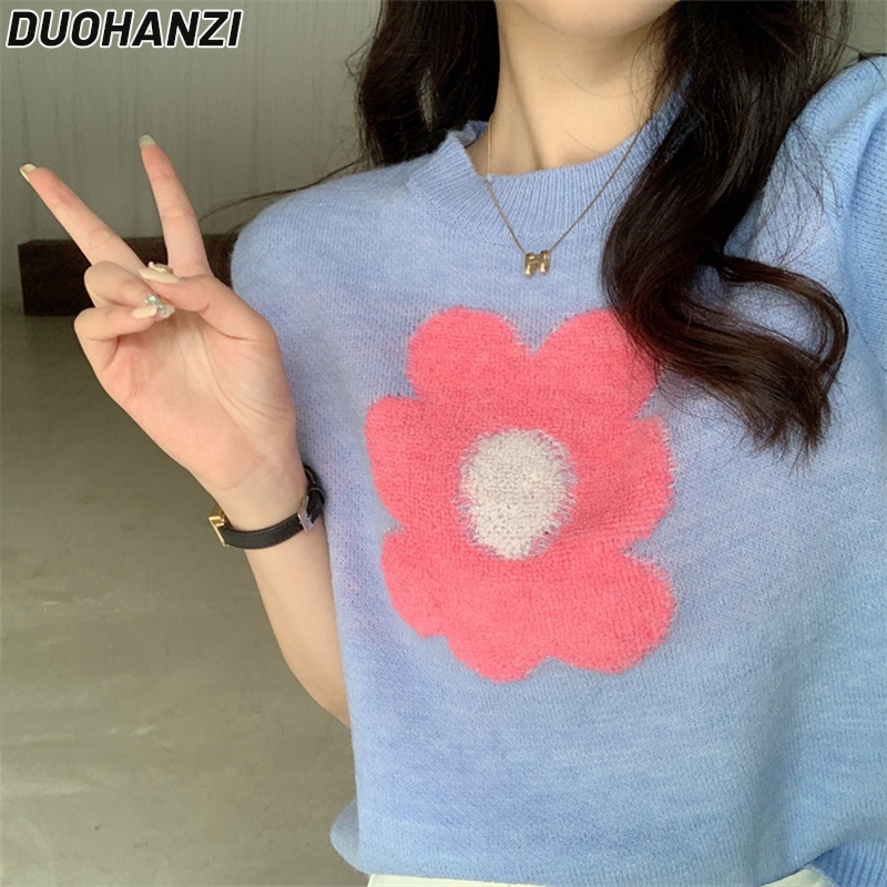 Áo len dệt kim cổ tròn nữ duohanzi