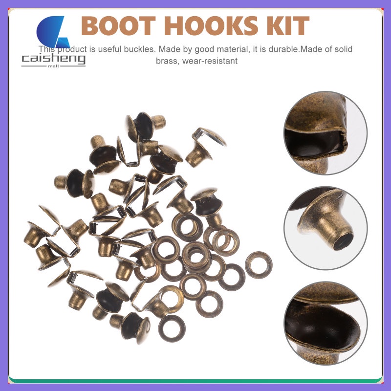 20 cái kim loại dây giày móc đinh tán móc da giày bốt dây khóa tự làm nút khóa du lịch caisheng.vn