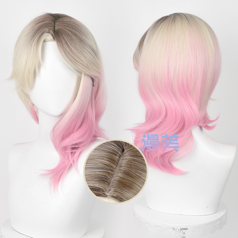 Gwen Stacy Spiderman Across The Spider Verse Cosplay Wig Pink Gradient Wig Anime Cosplay Wigs Heat Resistant Synthetic Hair