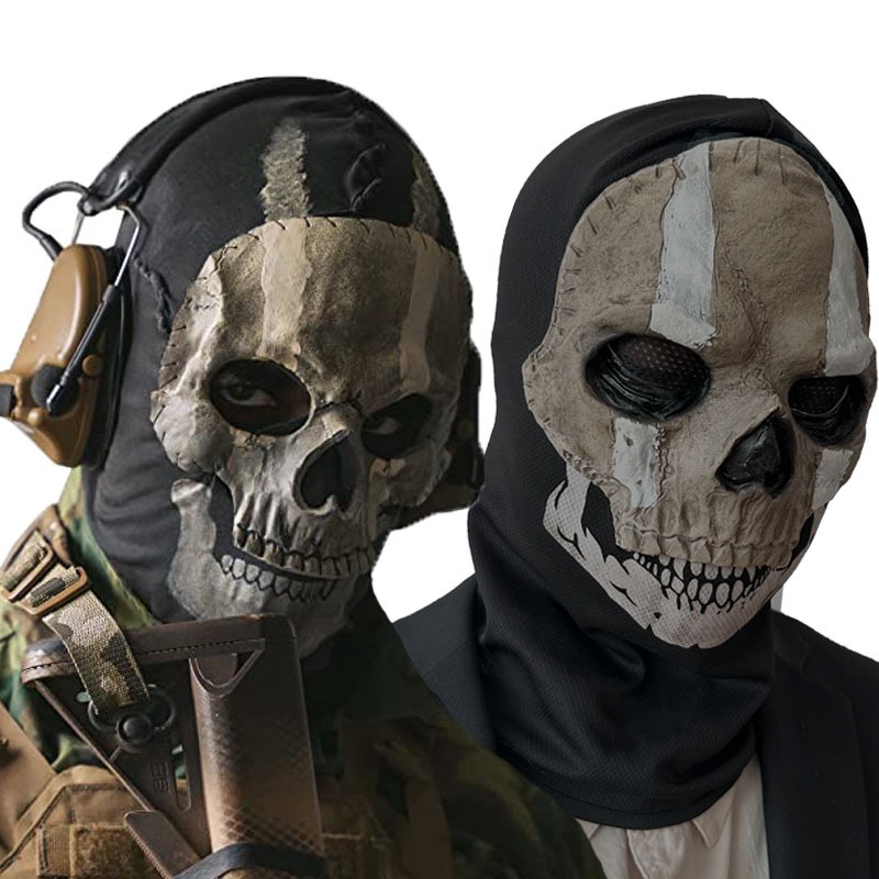 ♕ Mặt nạ đầu lâu ma kinh dị Halloween Ghost Call Of Duty Mũ cao su Mũ bảo hiểm Cosplay Biểu diễn Tiệc hóa trang Prop Mặt nạ cosplay Halloween