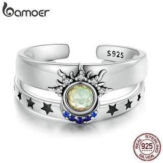 Bamoer nhẫn bạc 925 hình trăng sao cho cặp đôi