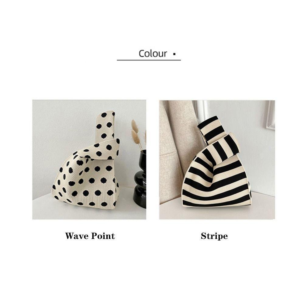 Ular Túi Xách Đan Len Họa Tiết Chấm Bi Thắt Nơ Xinh Xắn Cho Nữ