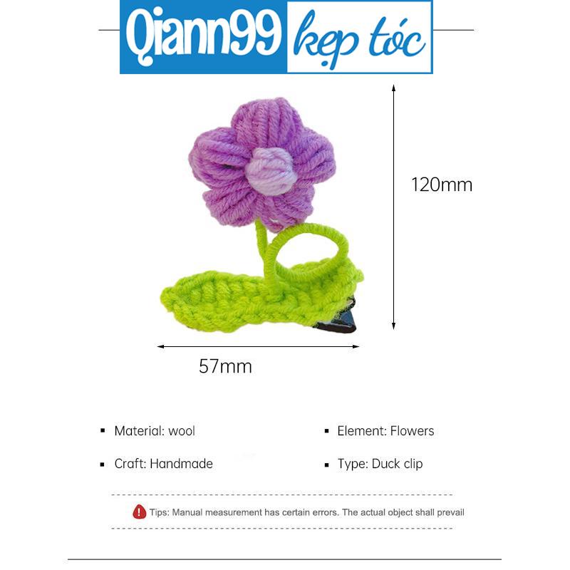 💓Qiann💓Kẹp tóc hoa dễ thương và ngọt ngào Kẹp tóc len dệt kim Kẹp mỏ vịt sáng tạo
