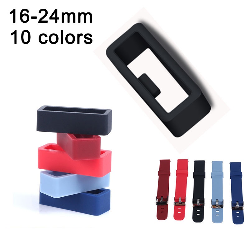 Set 4 Vòng Cao Su Silicone Nhiều Màu Sắc 16mm 18mm 20mm 22mm 24mm Giữ Khóa Dây Đồng Hồ