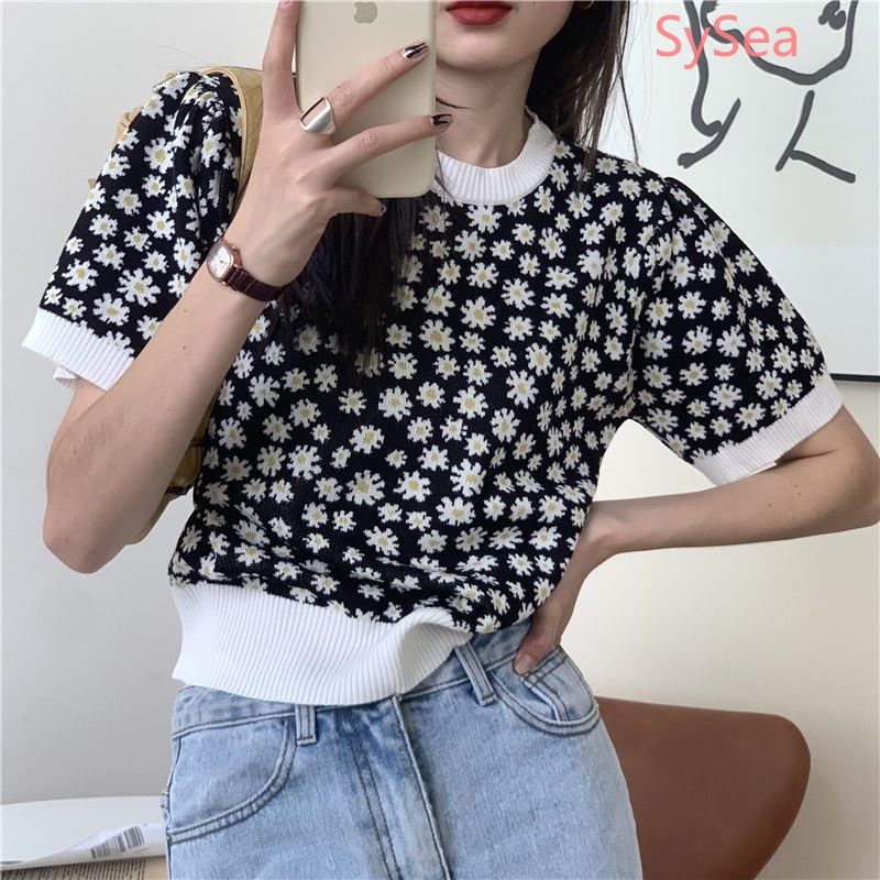 Áo Dệt Kim Dáng Rộng In Hoa Kiểu Retro Thời Trang Mùa Hè Cho Nữ