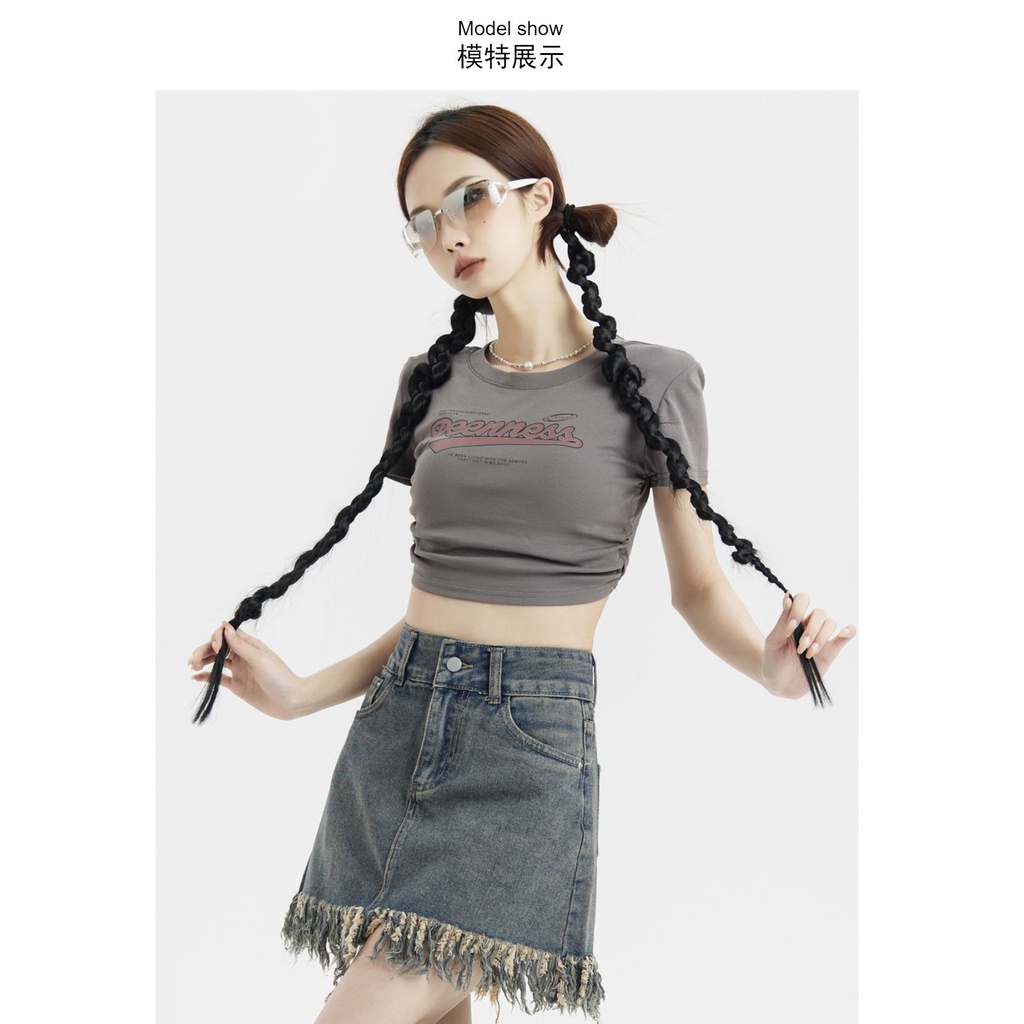 Chân váy jean SUXI dáng chữ A lưng cao phong cách cổ điển thời trang mùa xuân dành cho nữ