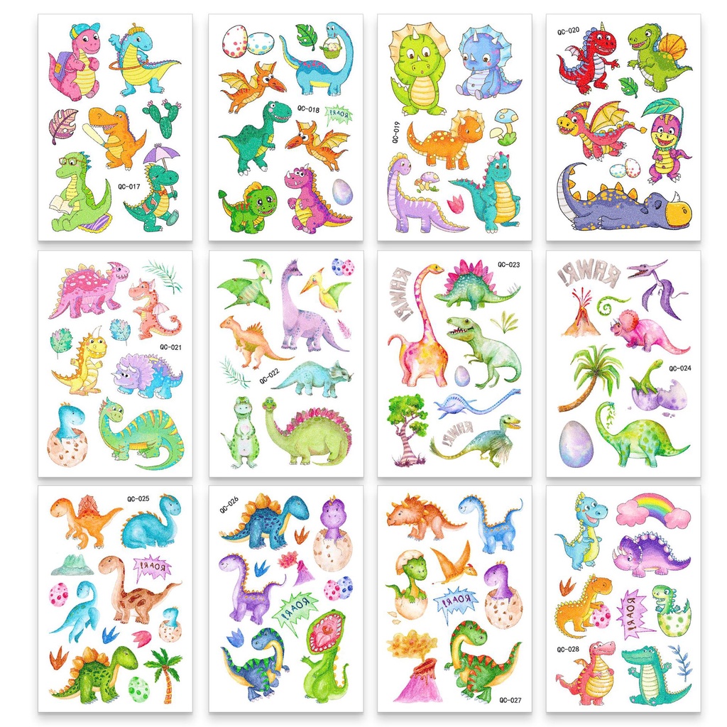 Set 10 / 12 / 16 Tấm Hình Xăm Dán Nhiều Kiểu Dáng Hoạt Hình Dễ Thương Cho Bé