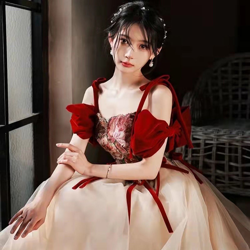 Trang phục nâng ly cô dâu cao cấp váy dạ hội lễ người lớn 18 tuổi khí chất dự tiệc sang trọng nhẹ nhàng đính hôn cưới mẫ