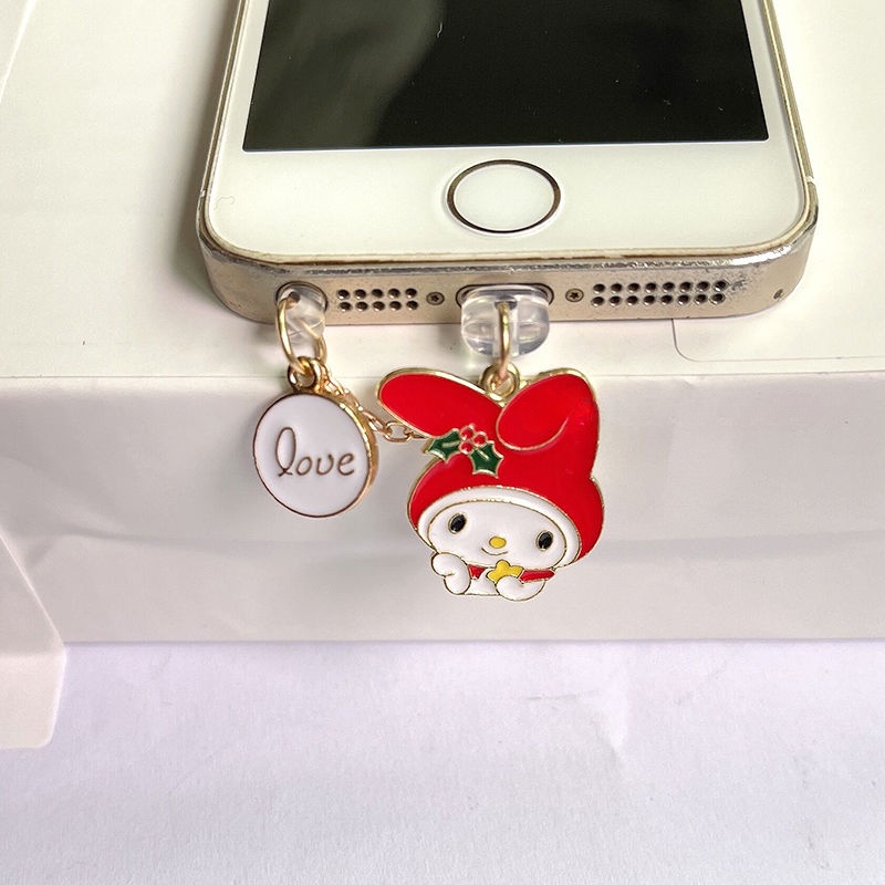 Nút Cắm Chống Bụi Cho Lỗ Cắm Điện Thoại Di Động diy Hình Mèo Melody Kuromi Cinnamon Dog KT Kitty