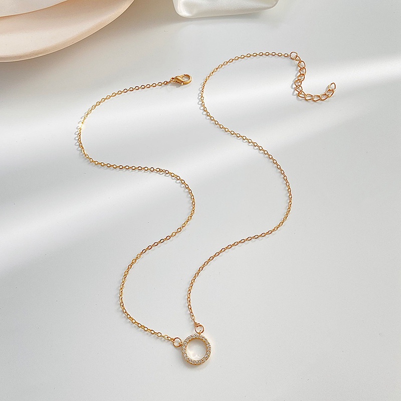 Vòng cổ Mặt Tròn Nhỏ Đính Đá Zircon Đơn Giản Sang Trọng Cho Nữ