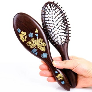 Lược gỗ đàn hương có đệm khí mát xa da đầu không buộc tóc