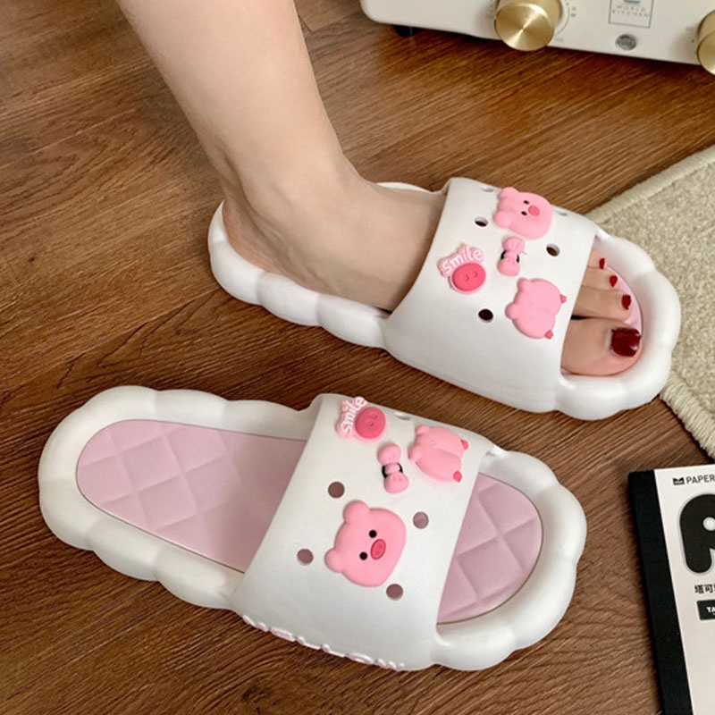 195.Dép Đi Trong Nhà Đế Dày Siêu Nhẹ In Họa Tiết Hoạt Hình Dễ Thương Cho Nữ