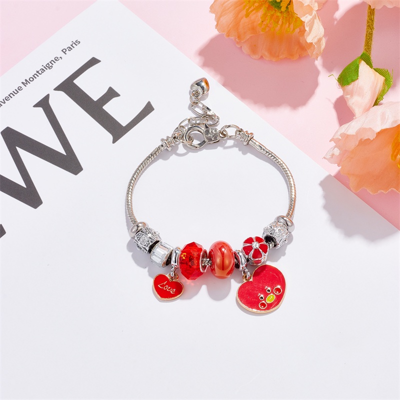 XiaoboACC Vòng Tay Hở Bằng Thép Không Gỉ Họa Tiết Hoạt Hình Thần Tượng Kpop DIY