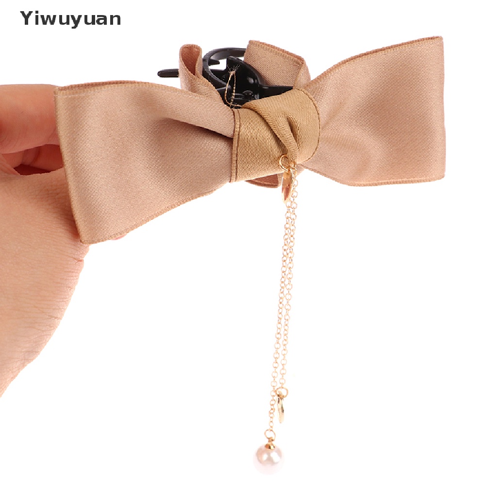 < Yiwuyuan > Kẹp Tóc Càng Cua Đính Hạt Ngọc Trai Và Kim Loại Chiffon Thanh Lịch Ngọt Ngào Trang Trí Tóc