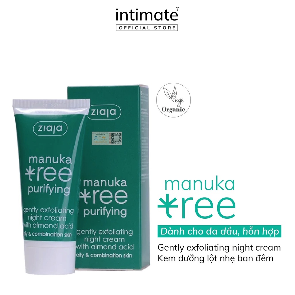 Kem Dưỡng Lột Nhẹ Ban Đêm Manuka Tree Purifying ZIAJA Giúp Ngừa Vết Thâm Dành Cho Da Dầu Mụn 50ml