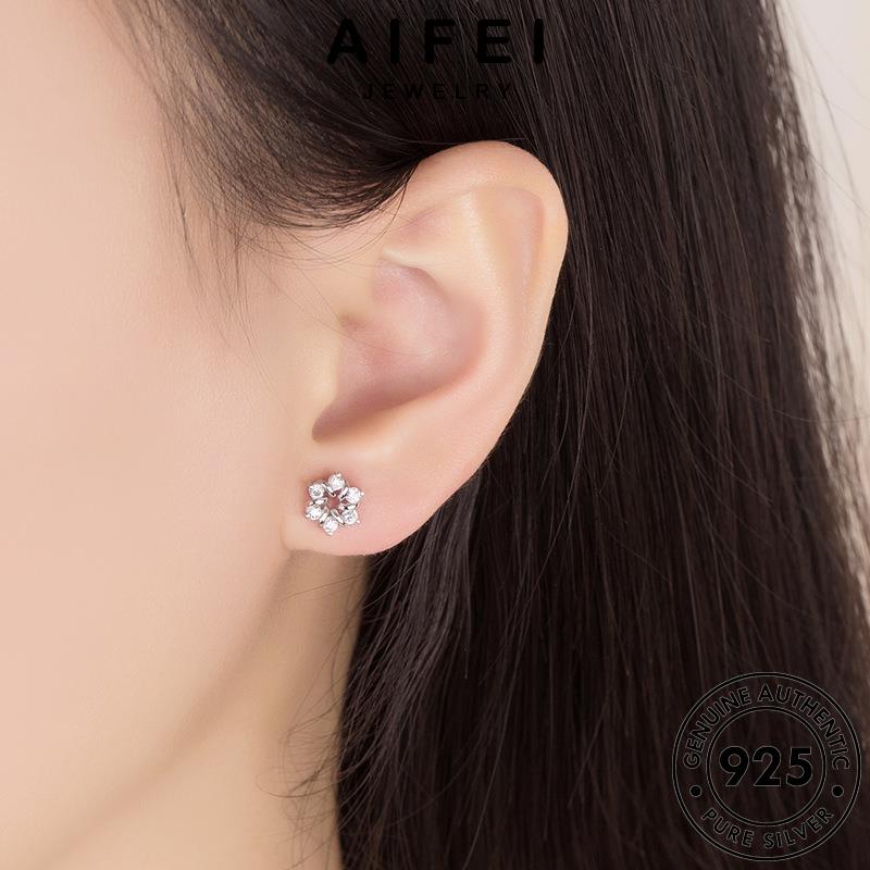 AIFEI JEWELRY quốc thật sức tai tròn thời moissanite nữ bông 925 trang Thời khuyên hàn trang kiện tua thời xỏ nguyên bản hoa bạc cương kim phụ vành E23