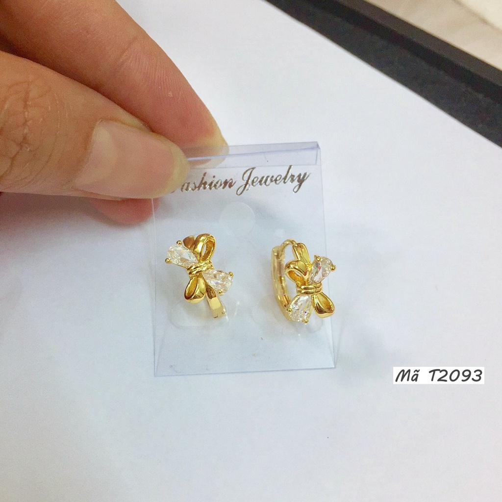 Bông Tai Nữ T2093 Hình Nơ Đính Đá Bền Màu