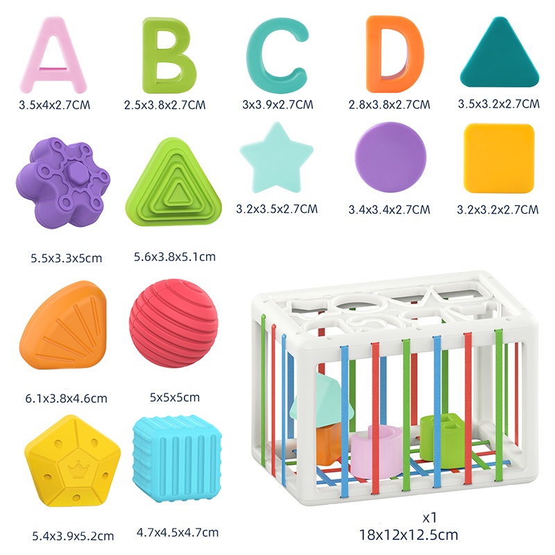Đồ chơi LIMX OASIS khối lập phương phân loại giáo dục theo phương pháp montessori với dây thun co giãn cho bé