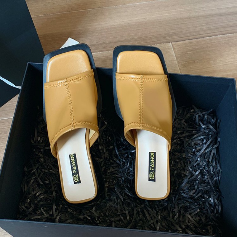 Dép Cao Su Mũi Vuông Gót Thấp Đơn Giản Thoải Mái Mùa Hè Phiên Bản Hàn Quốc Mới Chất Lượng Cao Cho Nữ