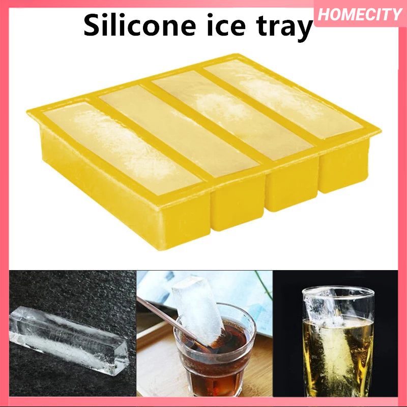 Khuôn Khay Đá Lớn 4 Hàng/Khuôn Khay Đá Vuông Silicon Thực Phẩm/Khuôn Làm Đá Tự Làm Có Thể Tái Sử Dụng/Đồ Dùng Nhà Bếp