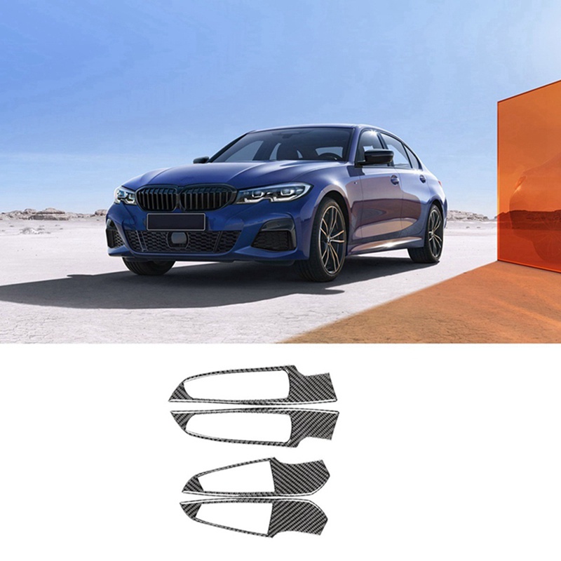 Set 4 Miếng Dán Bảng Điều Khiển Cửa Sổ Bằng Sợi Carbon Cho BMW 3 Series G20 2020