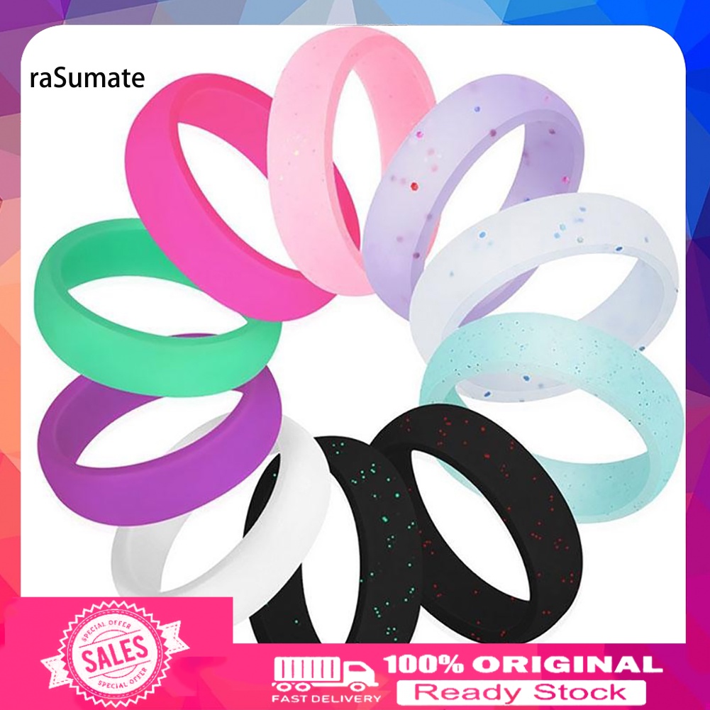 Bộ 10 Nhẫn Silicone Linh Hoạt Không Gây Dị Ứng Cho Cặp Đôi