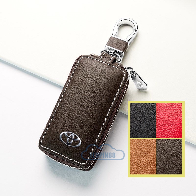 Túi Da Đựng Chìa Khóa Xe Hơi Thông Minh Có Khóa Kéo Cho Toyota Crown Avanza Hilux Coaster Passo Wish Corsa Pajero Altis Alpha Vanguard Vigo Curren Innova
