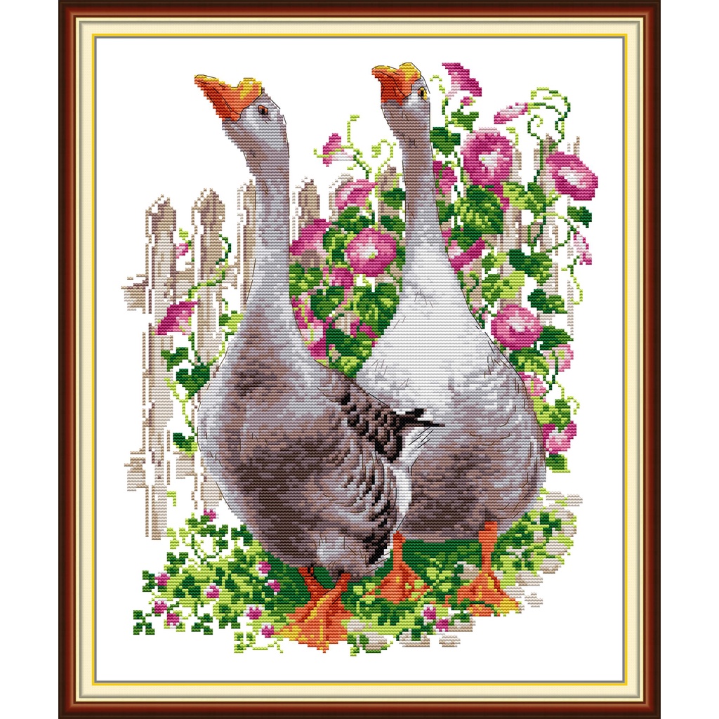 Joy Chủ Nhật Bộ Tranh Thêu Chữ Thập Ktis Two Geese DMC Chỉ Thêu Chữ Thập Thủ Công
