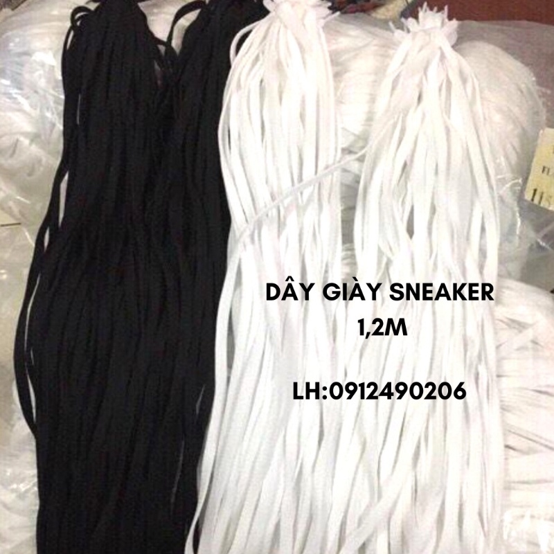 1 Cặp Dây Giày sneaker Dài 130cm Màu Trắng Đen