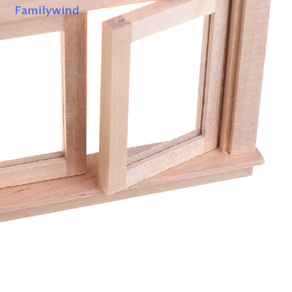 Bộ 2 Khung Cửa Sổ Bằng Gỗ Tỉ Lệ 1 / 12 Dùng Trang Trí Nhà Búp Bê