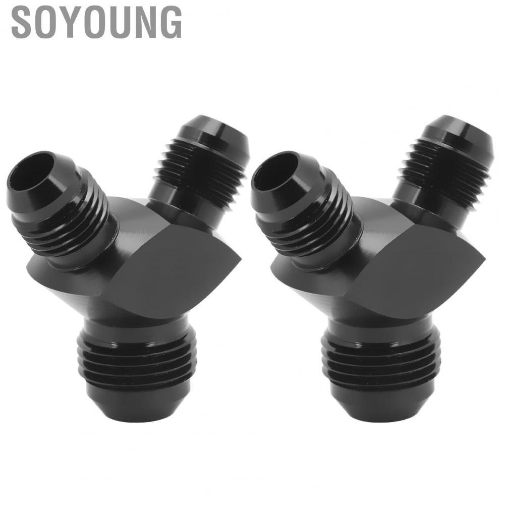 Soyoung Y Block Adapter Fitting  AN8 To 2AN6 2PCS Strong Sealing Black Universal for Fuel Pumps