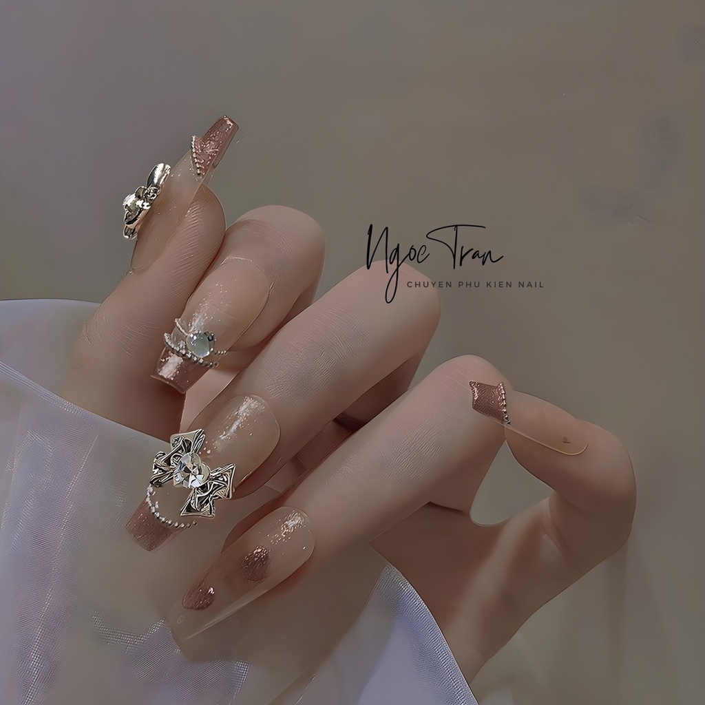 Charm Nơ Kim Loại Vàng Bạc Mới 2023 | Trang Trí Móng Tay