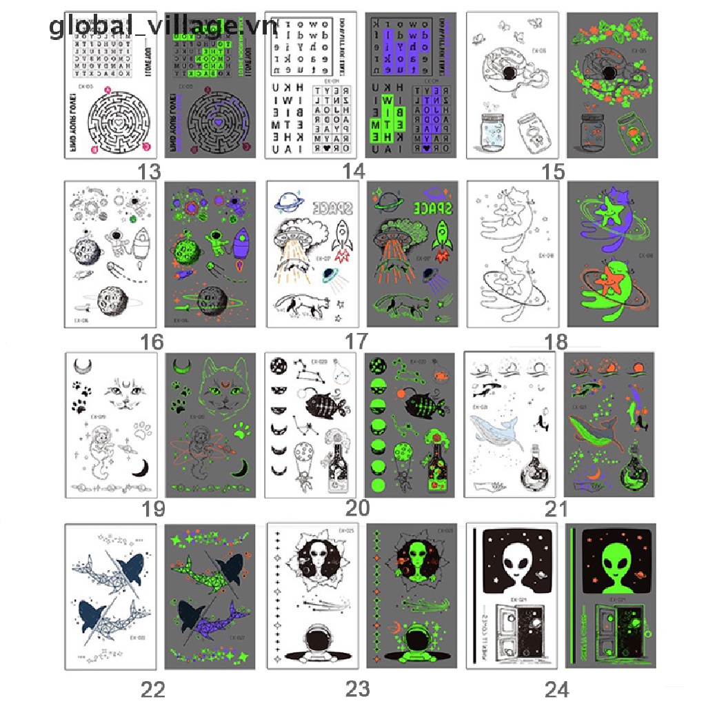 Hình Xăm Dán Tạm Thời Chống Nước Phát Quang Độc Đáo
