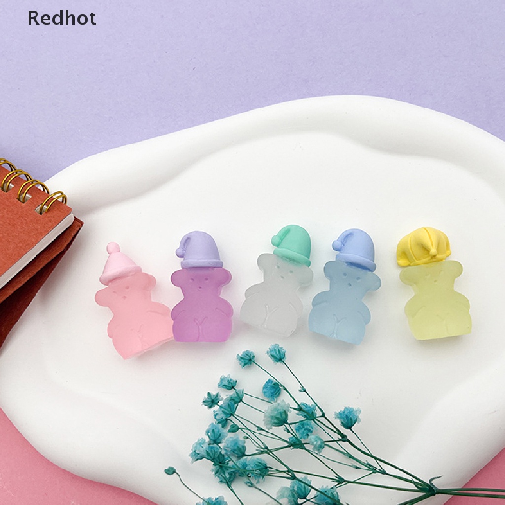 &lt; Redhot &gt; Bộ 2 Tượng Gấu Đội Mũ Mini Bằng Nhựa Phát Quang Dễ Thương Trang Trí Xe Hơi Nhà Cửa DIY