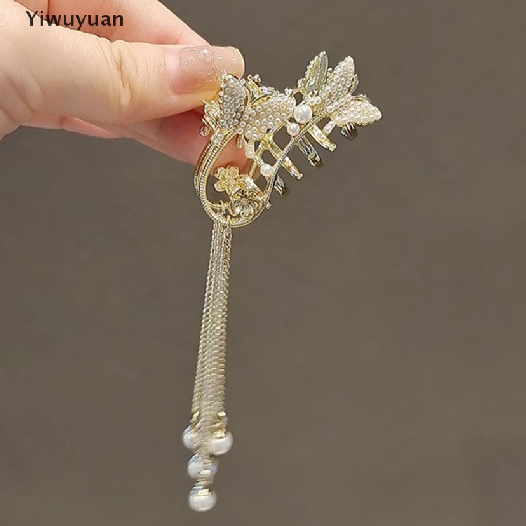 < Yiwuyuan > Kẹp Tóc Bướm Vàng Đính Kim Cương Giả Thanh Lịch Phong Cách Hàn Quốc Cho Nữ