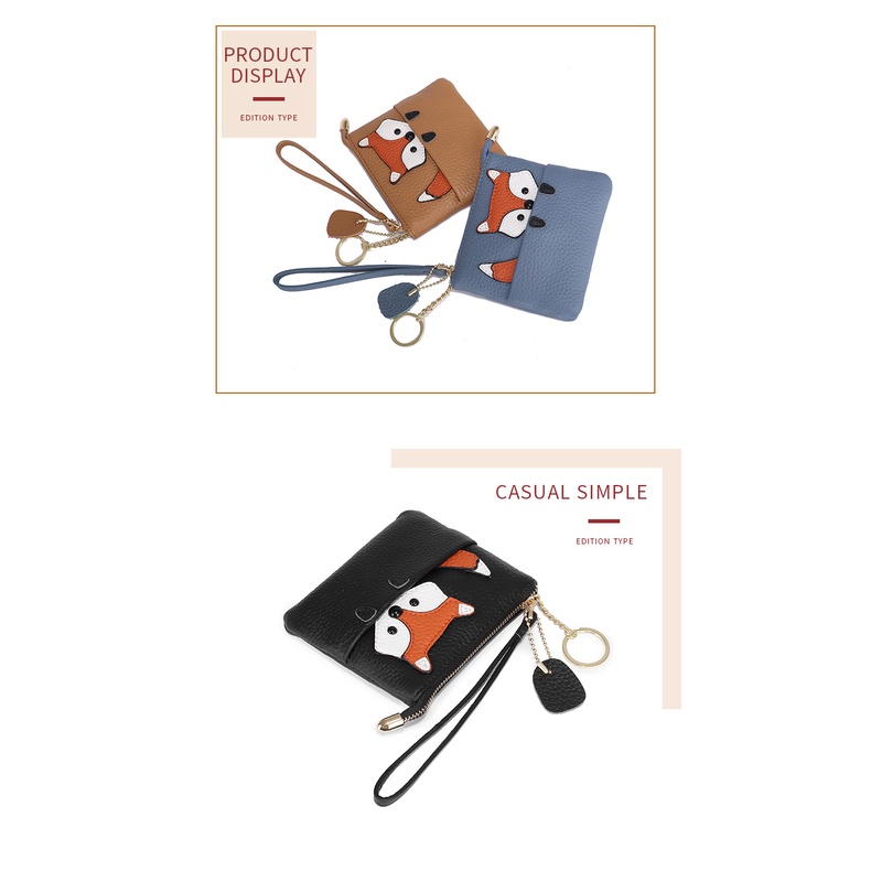 Dễ Thương Ví Đựng Tiền Xu mini Bằng Da Siêu Mỏng Có Khóa Kéo Họa Tiết Hoạt Hình Sáng Tạo Cho Nữ