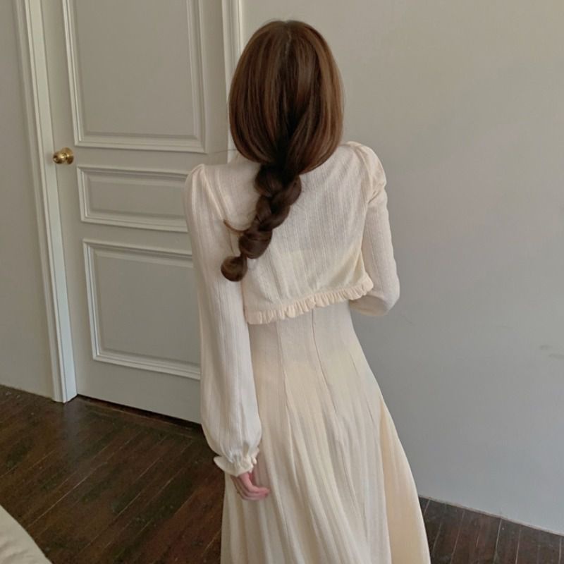 Set Đầm Hai Dây + Áo Khoác Cardigan Phong Cách Thời Trang Pháp 2023 4.8