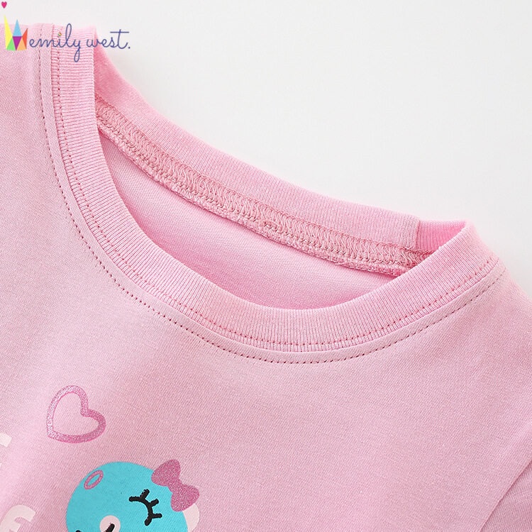 Áo Thun Cotton Cổ Tròn Tay Ngắn In Hình Khủng Long Dễ Thương Thời Trang Mùa Hè Cho Bé Gái