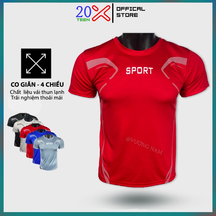Áo thể thao nam SPORT cổ tròn ngắn tay đẹp vải thun lạnh cao cấp 20X96E