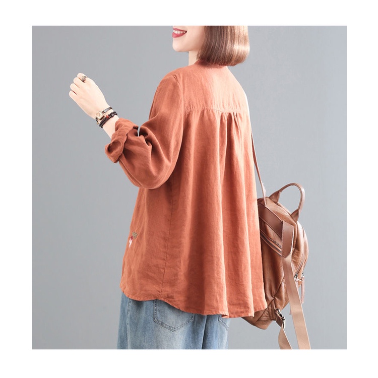 Áo Sơ Mi Cotton Lanh Thêu Họa Tiết Thời Trang Xuân Thu Hàn Quốc Mới 2023