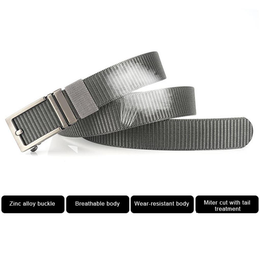 Thắt Lưng Nylon Màu Trơn Khóa Trượt Tự Động Lâu Trôi Thời Trang Cho Nam