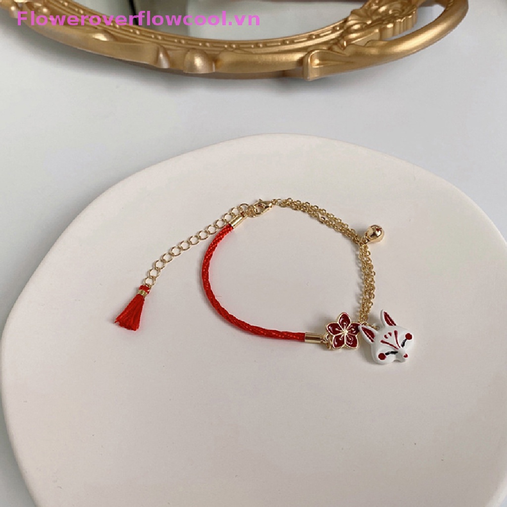 Vòng Đeo Tay May Mắn Họa Tiết Hoa Và Cáo Hoạt Hình Dễ Thương Thời Trang Cho Nữ