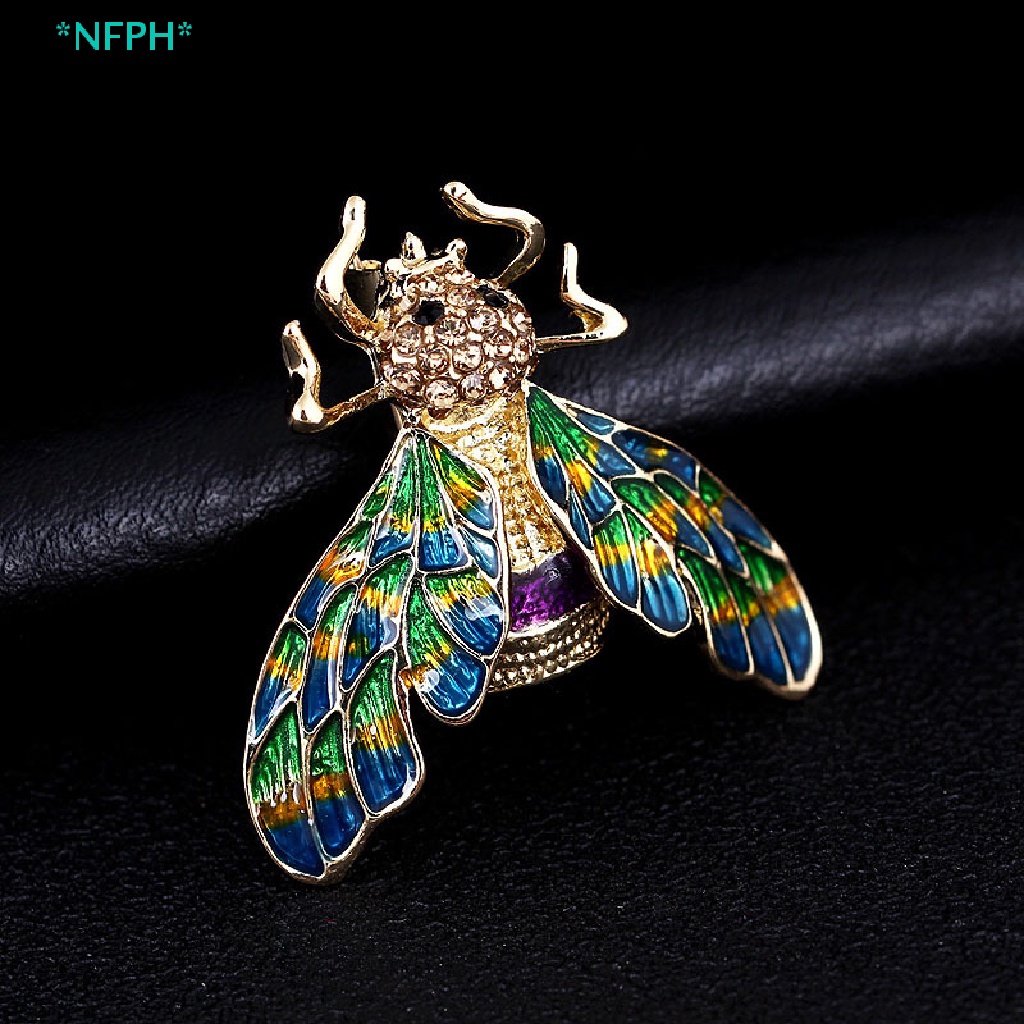 Ghim Cài Áo Hình Chú Ong Tráng Men Đính Đá Pha Lê Mới